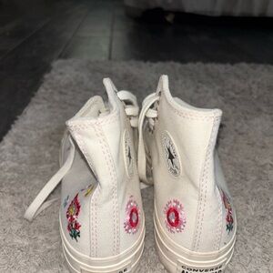 Converse White and Pink High-Top Sneakers